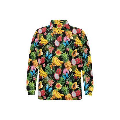 Tropical Fruits Pattern Print Design TF04 Long Sleeve Polo Shirt For Men's