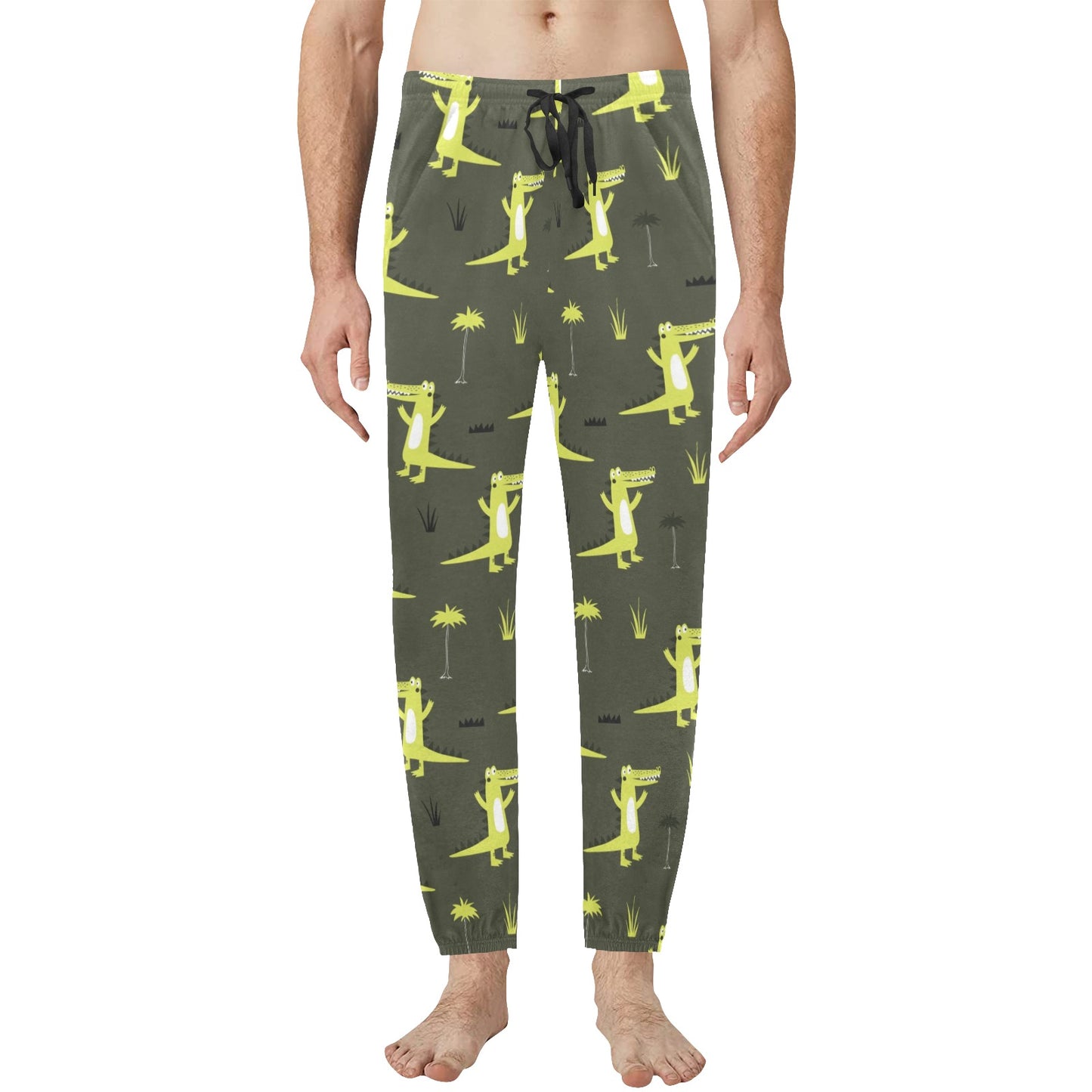 Alligator Pattern Print Design 05 Men's Jogger Pajamas Pants