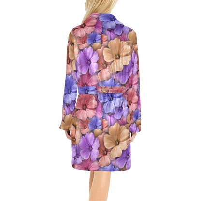 Colorful Geranium Pattern Women's Fleece Robe
