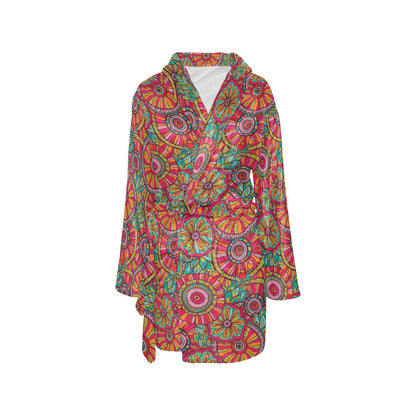 Boho Pattern Print Design 01 Women's Fleece Robe