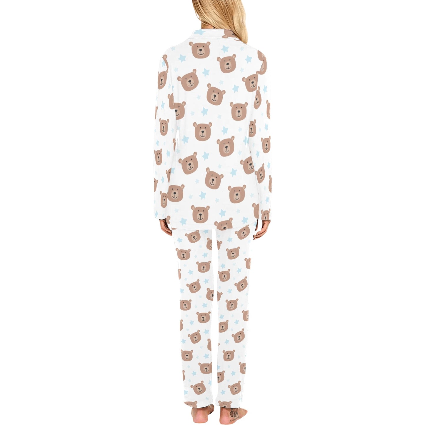Bear Pattern Print Design BE02 Women's Long Pajama Set