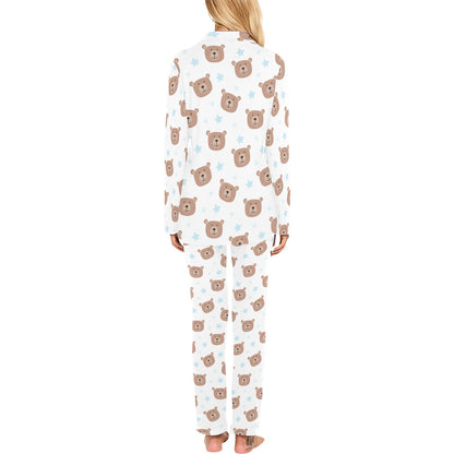 Bear Pattern Print Design BE02 Women's Long Pajama Set