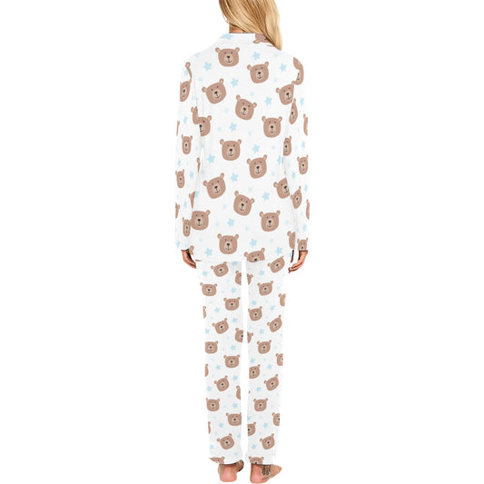 Bear Pattern Print Design BE02 Women's Long Pajama Set