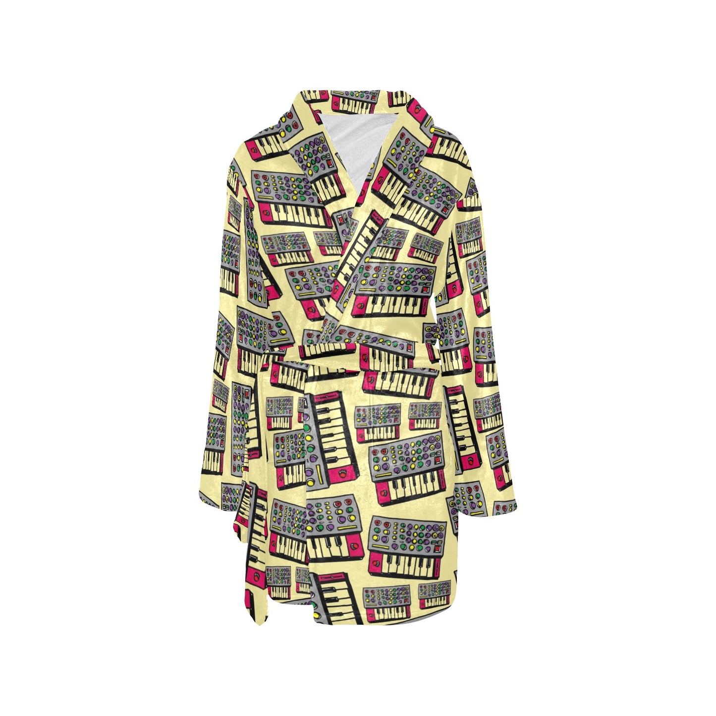Synthesizer Pattern Print Design 01 Women's Fleece Robe
