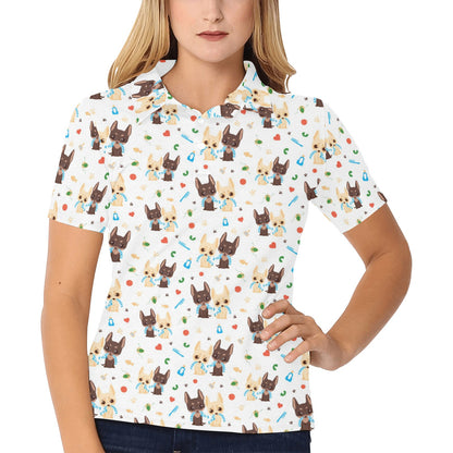 Chihuahua Pattern Print Design 06 Women's Polo Shirt
