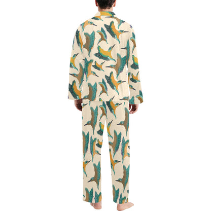 Kingfisher Pattern Print Design 02 Men's Long Pajama Set