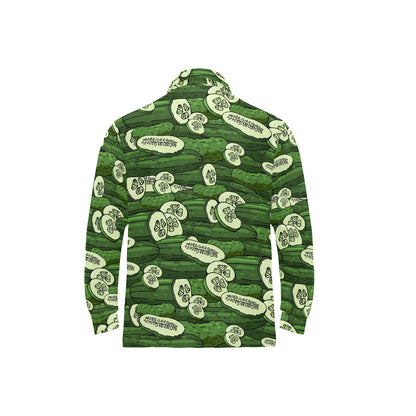 Cucumber Pattern Print Design CC01 Long Sleeve Polo Shirt For Men's