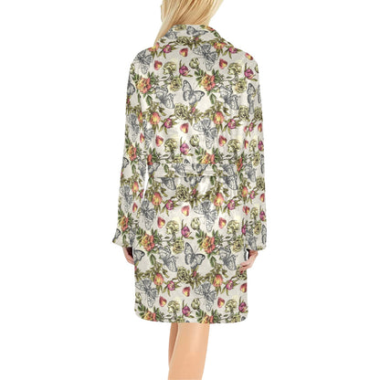 Butterfly Flower Pattern Print Design 06 Women's Fleece Robe