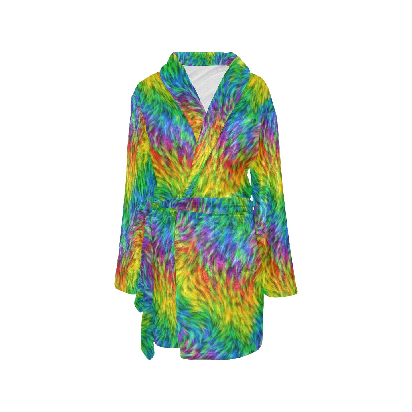 Rainbow Fur Design Print Women's Fleece Robe