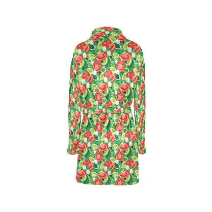 Vegan Salad Themed Design Print Women's Fleece Robe