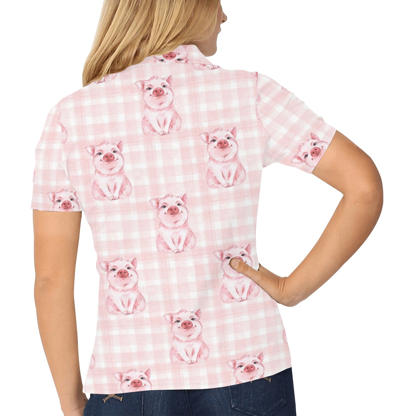 Pig Baby Pattern Print Design 01 Women's Polo Shirt