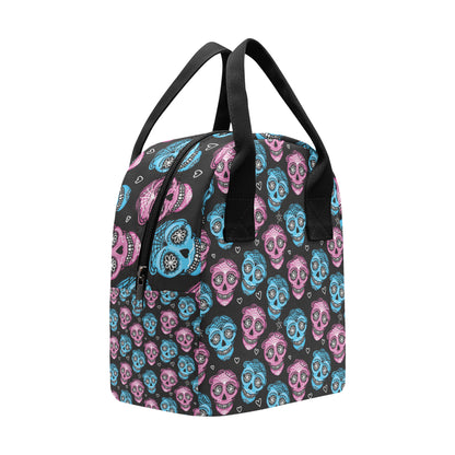 Day of the Dead Skull Print Pattern Insulated Lunch Bag