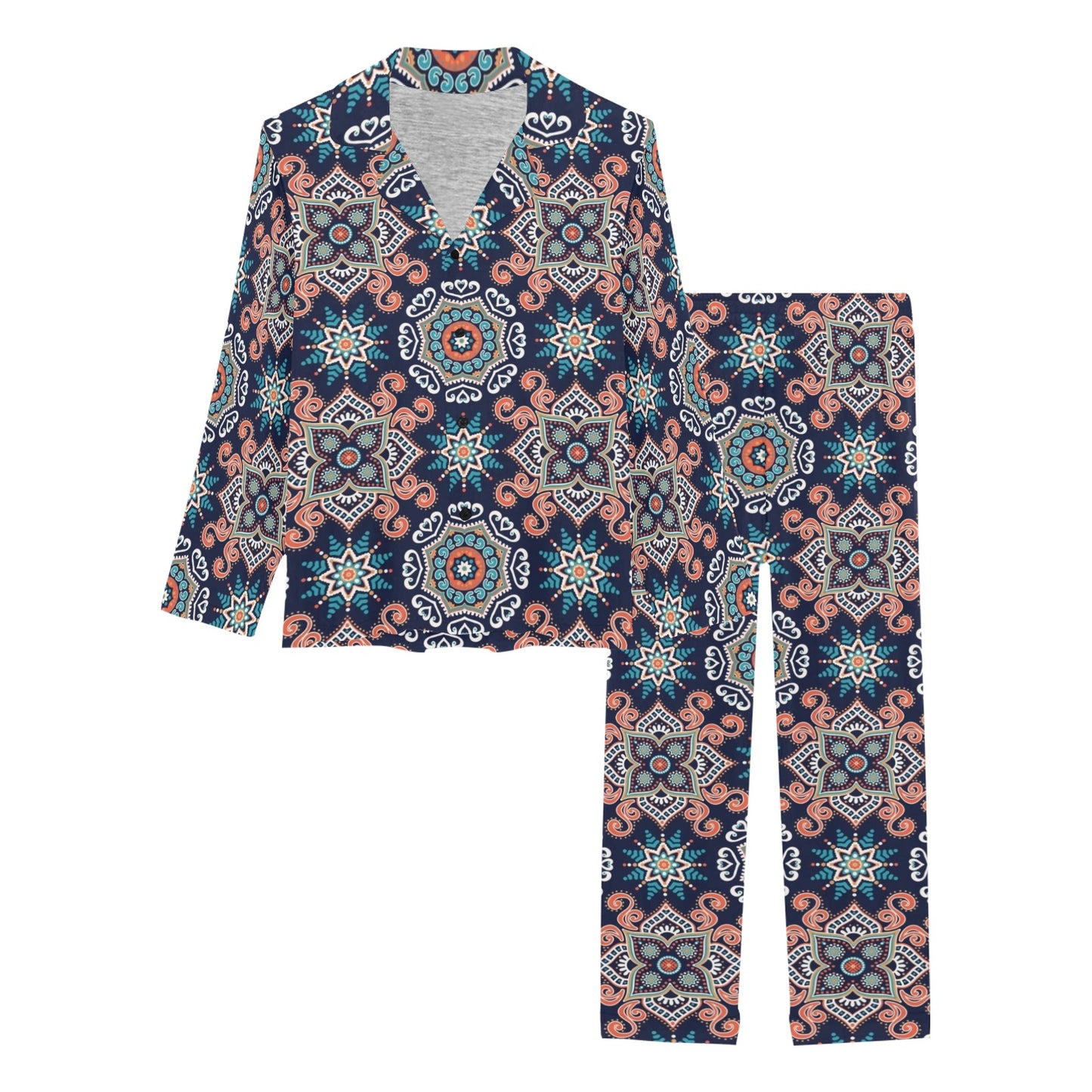 Bohemian Pattern Print Design 02 Women's Long Pajama Set