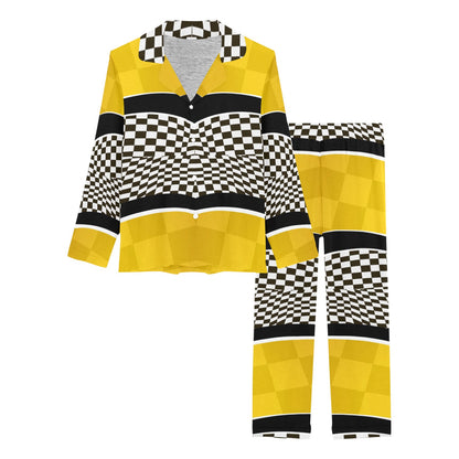 Checkered Pattern Print Design 02 Women's Long Pajama Set