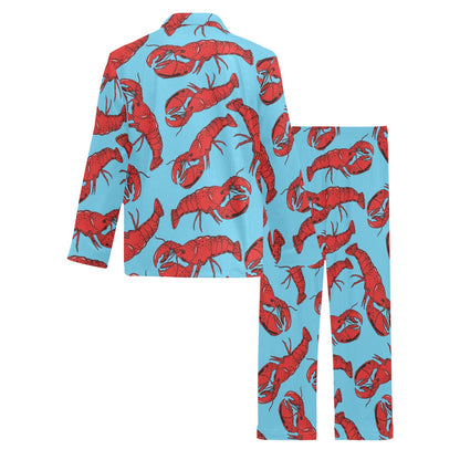 Lobster Red Pattern Print Design 03 Men's Long Pajama Set