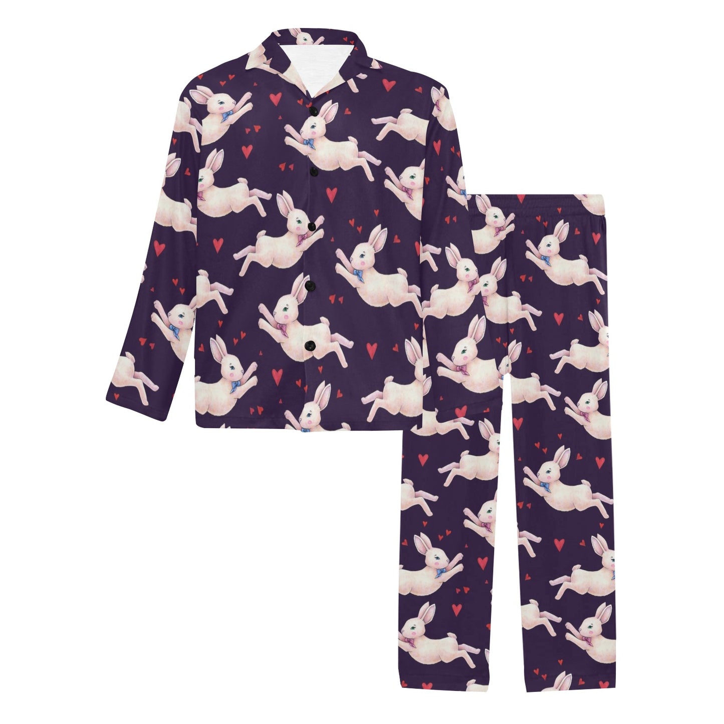 Rabbit Pattern Print Design RB016 Men's Long Pajama Set