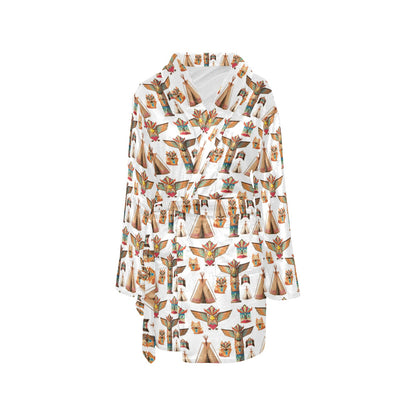 Totem Native Print Design LKS303 Women's Fleece Robe