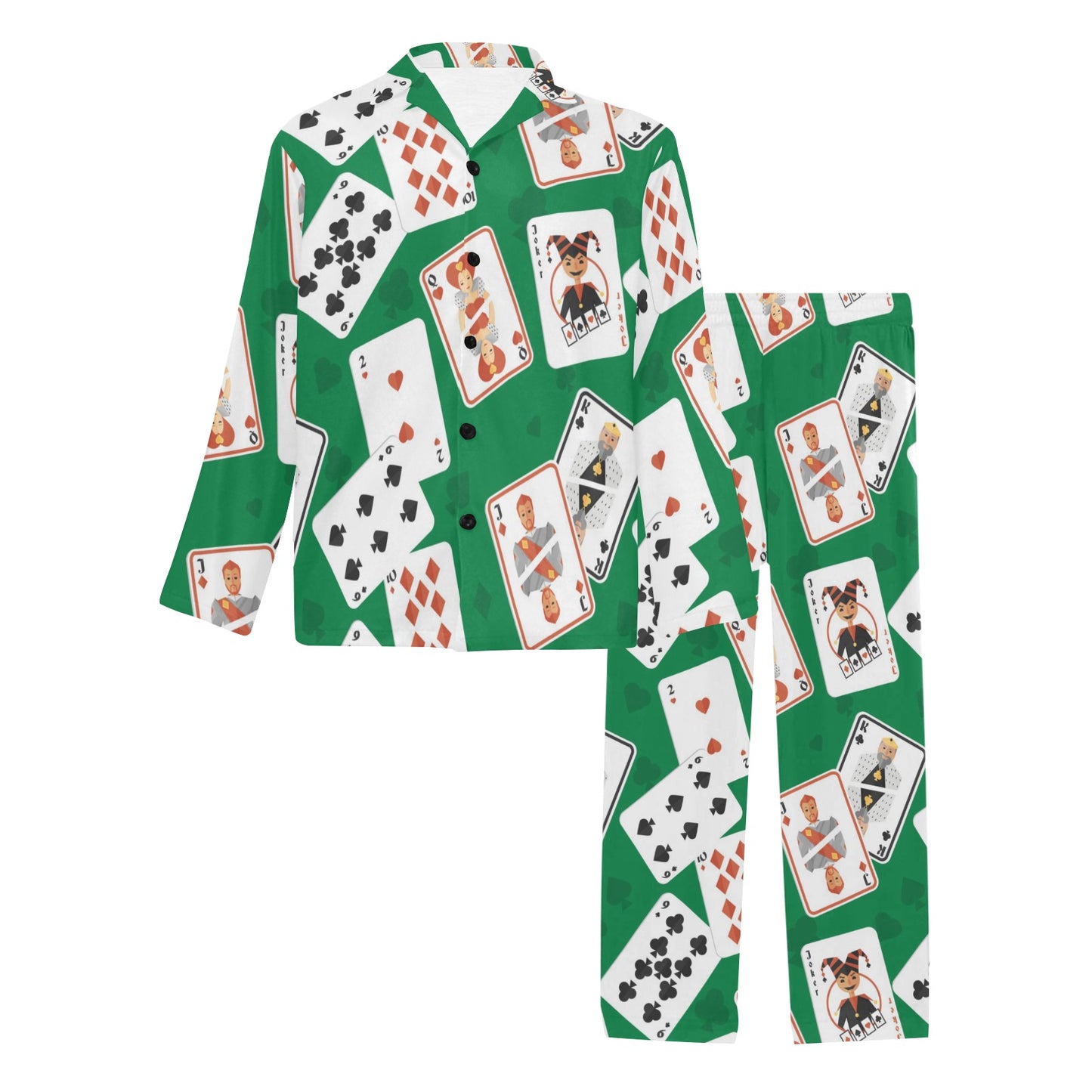 Poker Cards Pattern Print Design A03 Men's Long Pajama Set