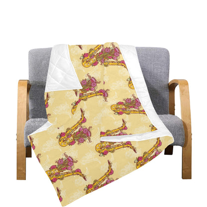 Saxophone Pattern Print Design 04 Premium Quilt