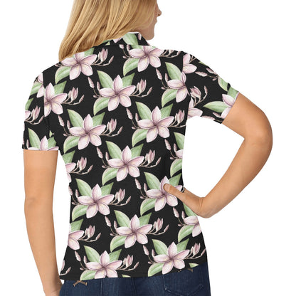 Plumeria Pattern Print Design PM02 Women's Polo Shirt