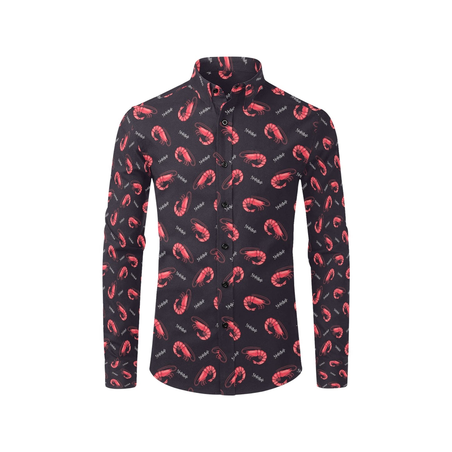 Shrimp Print Design LKS302 Men's Long Sleeve Dress Shirt