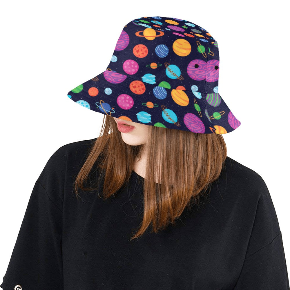 Planet Multicolor Print Design LKS302 Unisex Bucket Hat