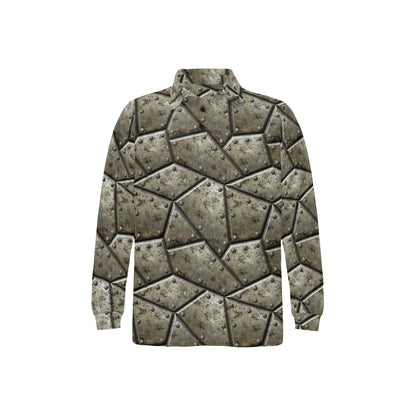 Armor Pattern Print Design 01 Long Sleeve Polo Shirt For Men's