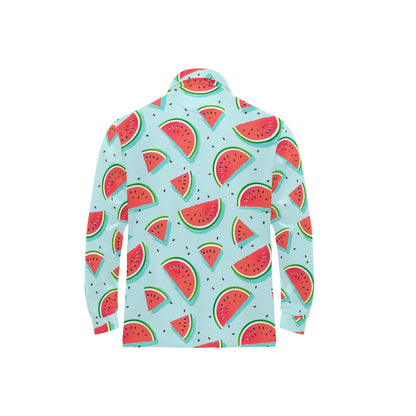 Watermelon Pattern Print Design WM03 Long Sleeve Polo Shirt For Men's