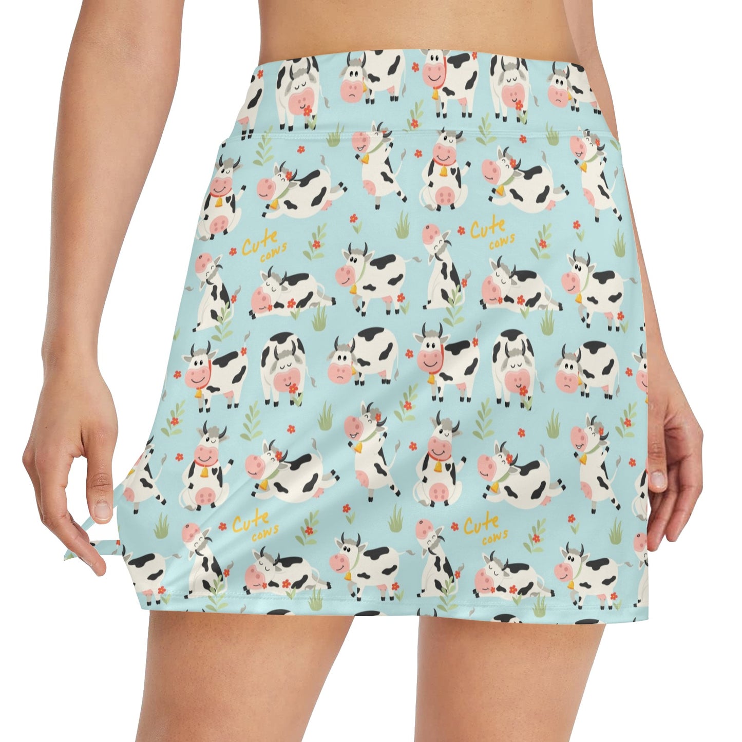Cattle Print Design LKS403 17" Golf & Pickleball Skort with Pockets