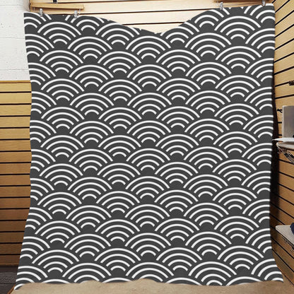 Scales Black White Pattern Print Design 03 Premium Quilt