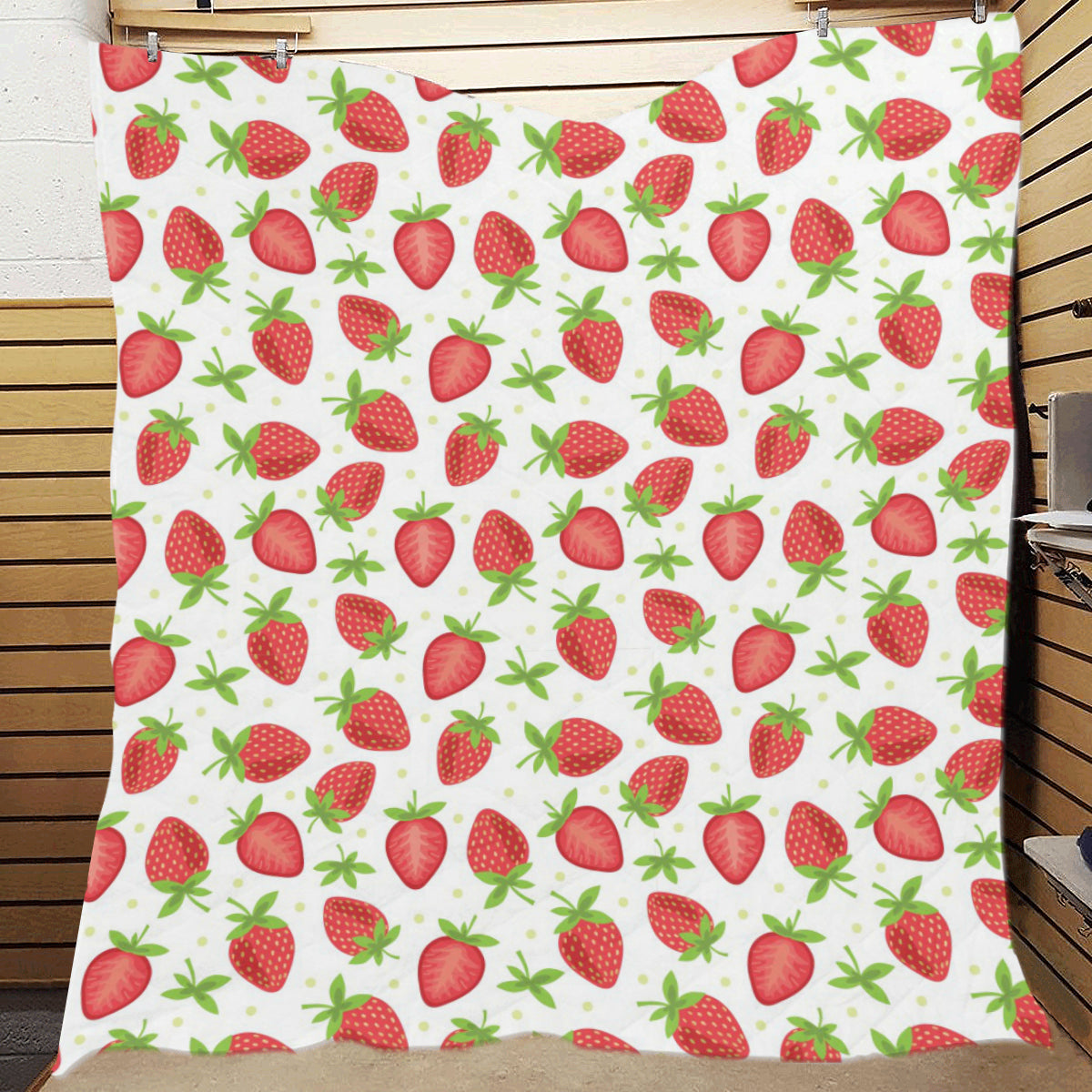 Strawberry Pattern Print Design SB07 Premium Quilt