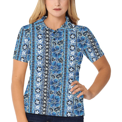Hawaiian Themed Pattern Print Design H012 Women's Polo Shirt