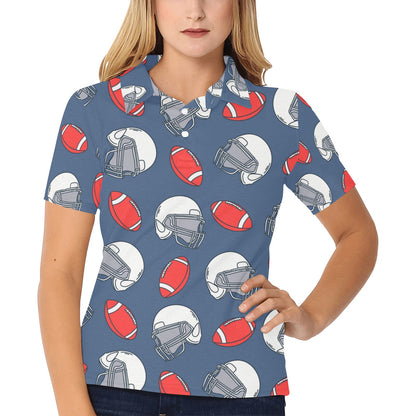 American Football Helmet Design Pattern Women's Polo Shirt