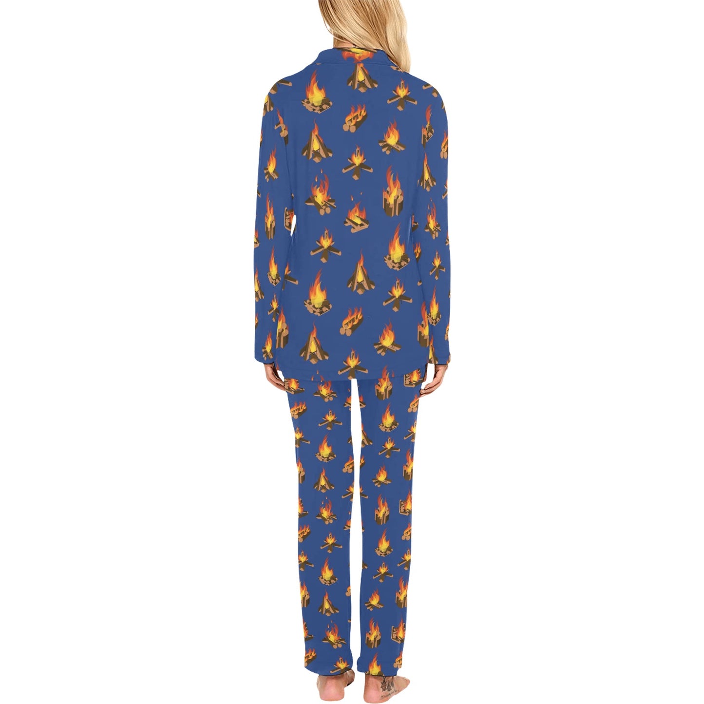 Campfire Pattern Print Design 03 Women's Long Pajama Set
