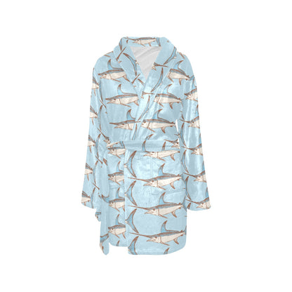 Swordfish Pattern Print Design 01 Women's Fleece Robe
