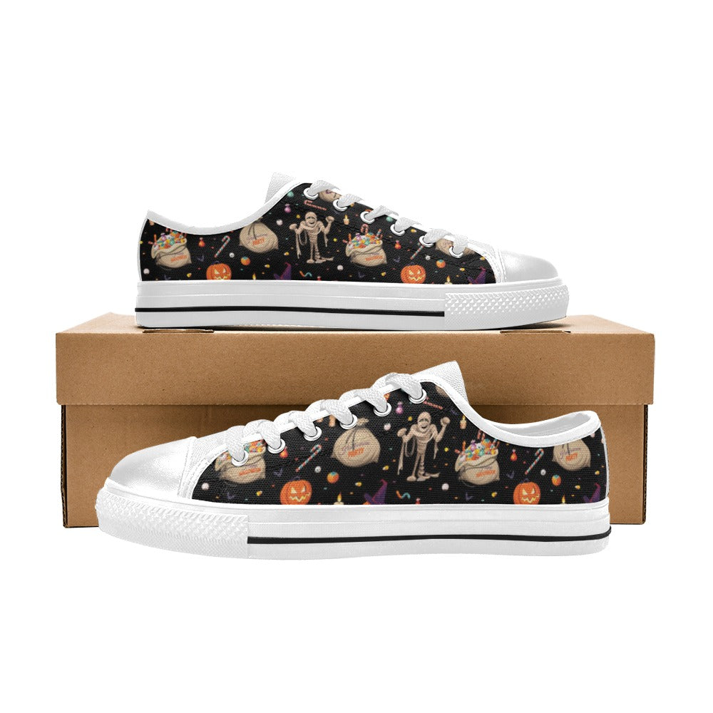 Mummy Halloween Print Design LKS303 Women's White Low Top Shoes