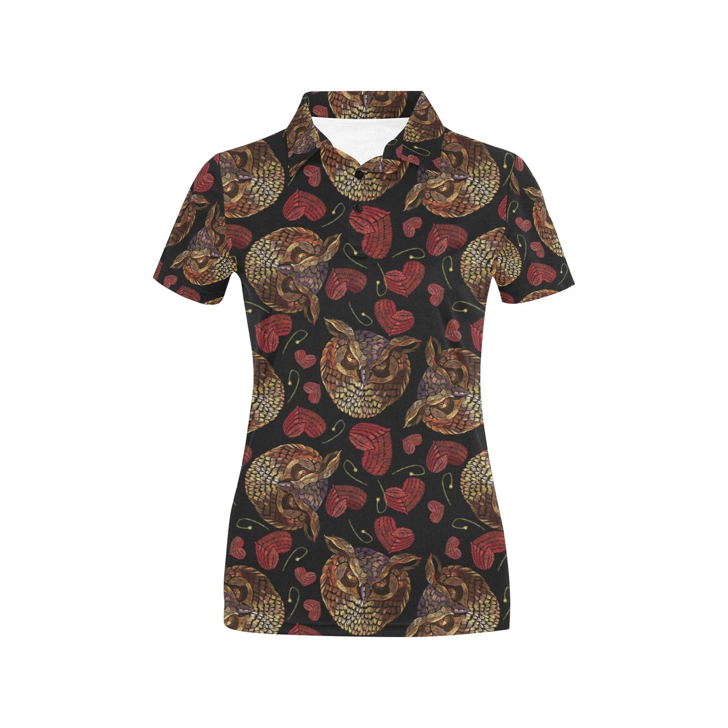 Owl Pattern Print Design A08 Women's Polo Shirt