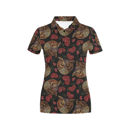Owl Pattern Print Design A08 Women's Polo Shirt