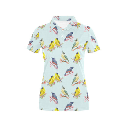 Bird Sweet Themed Print Pattern Women's Polo Shirt