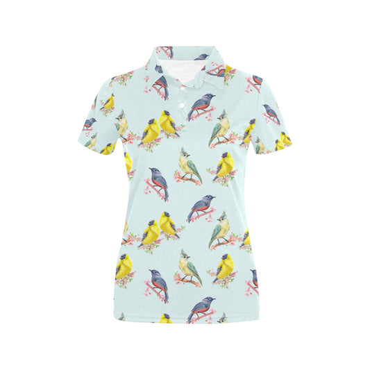 Bird Sweet Themed Print Pattern Women's Polo Shirt