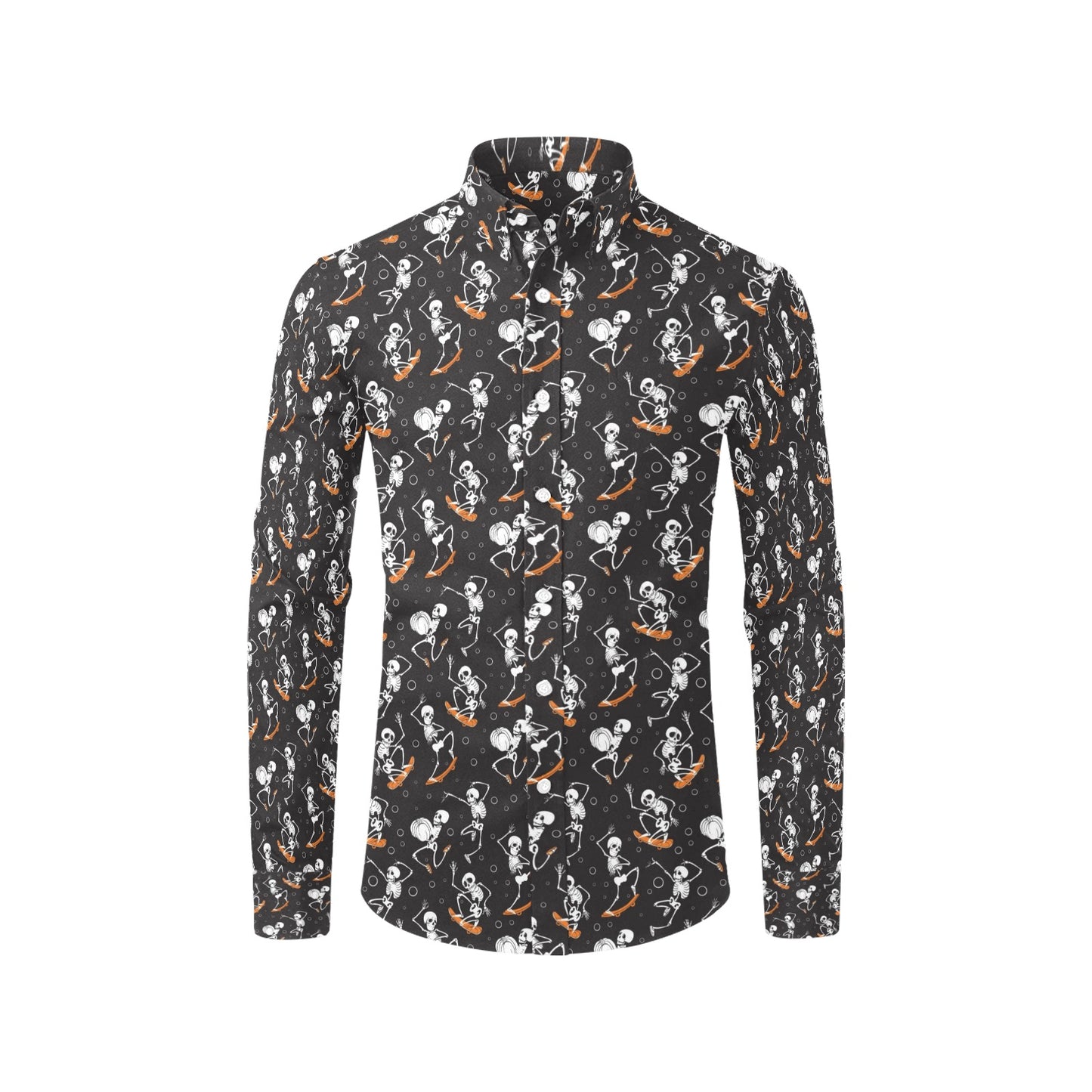 Skateboard With Skeleton Print Design LKS303 Men's Long Sleeve Dress Shirt