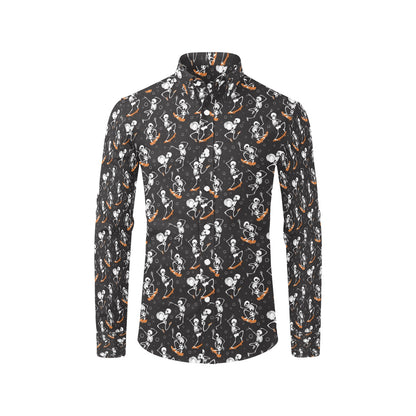 Skateboard With Skeleton Print Design LKS303 Men's Long Sleeve Dress Shirt