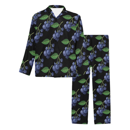 Blueberry Pattern Print Design BB01 Men's Long Pajama Set