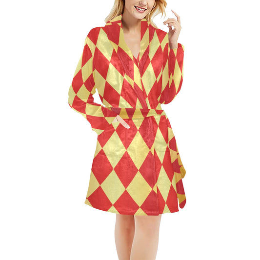 Harlequin Pattern Print Design 03 Women's Fleece Robe