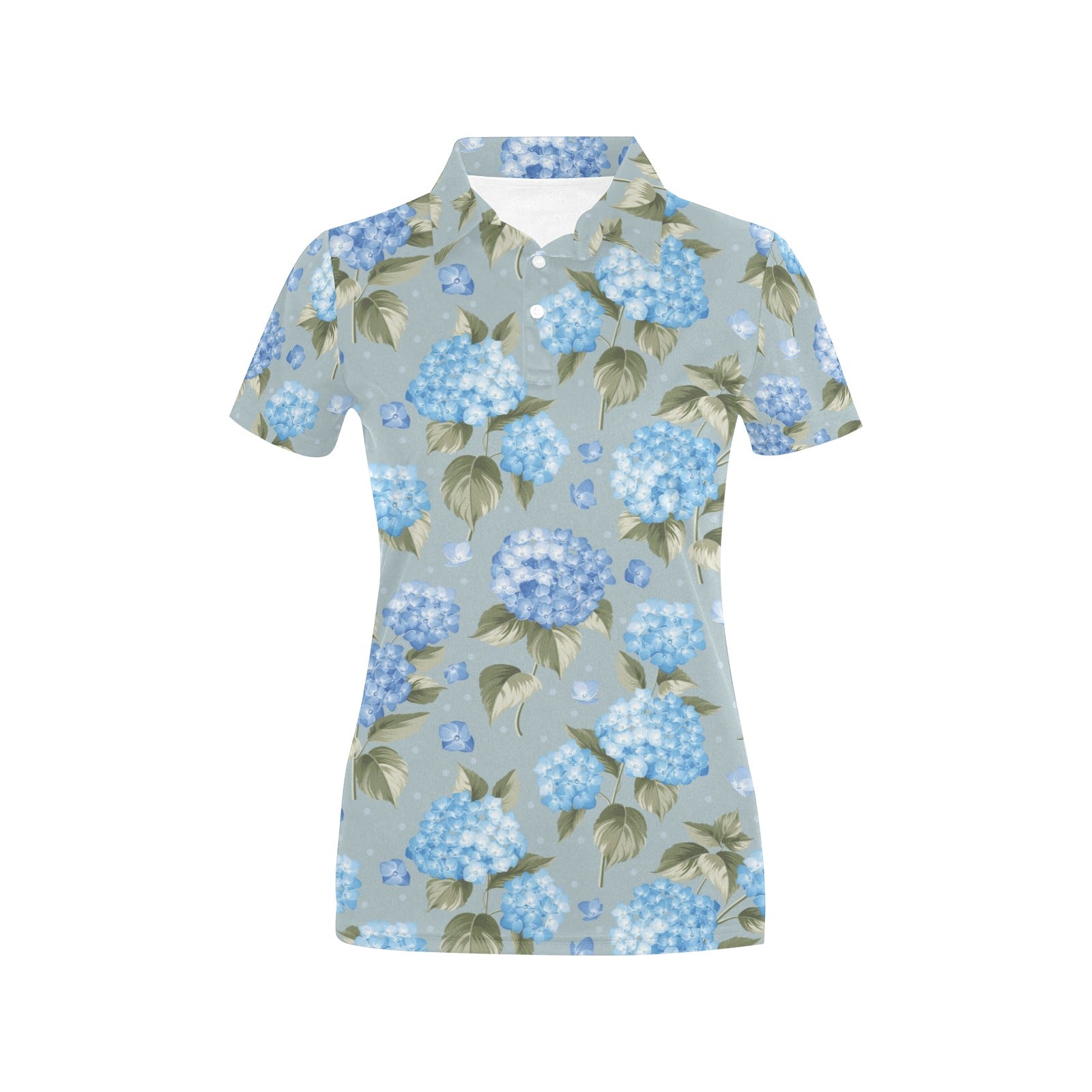 Hydrangea Pattern Print Design 01 Women's Polo Shirt