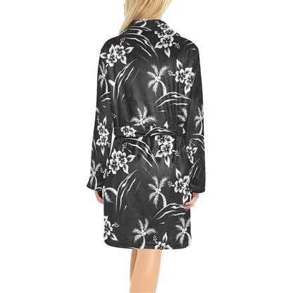 Palm Tree Pattern Print Design PT02 Women's Fleece Robe