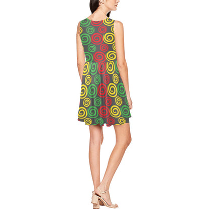 Rastafarian Pattern Print Design A05 Sleeveless Dress