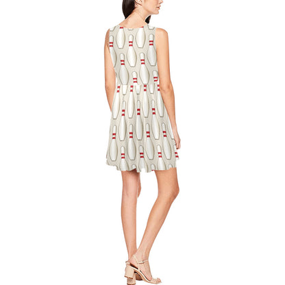 Bowling Pin Pattern Print Design 01 Sleeveless Dress
