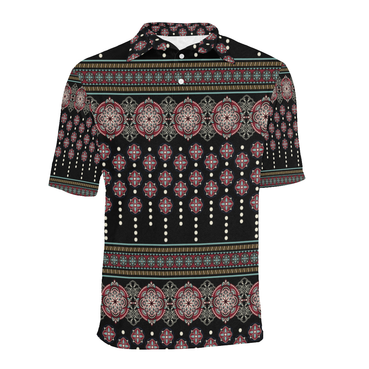 Ethnic Dot Style Print Pattern Men Polo Shirt