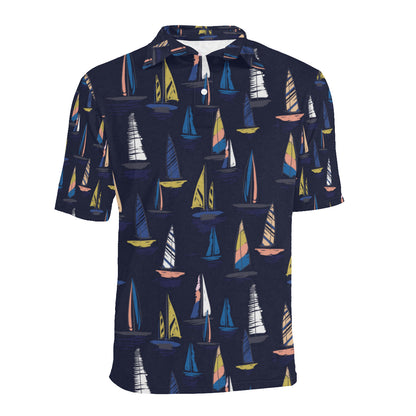 Sailing Ships Pattern Print Design A03 Men Polo Shirt